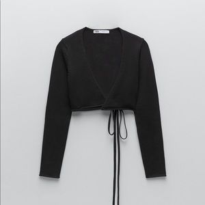 Zara Knit Cropped Wrap Top